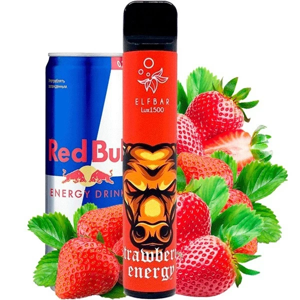 Одноразовая электронная сигарета Elf Bar Lux Strawberry Energy (Клубника Энергетик) (1500 Затяжек)
