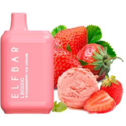 Одноразовая электронная сигарета Elf Bar LB Strawberry Ice Cream (Клубника Мороженое) (5000 Затяжек)