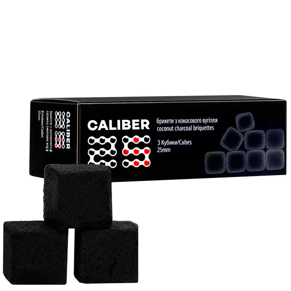 Уголь кокосовый Caliber 25 Mini 3кубика в упаковке