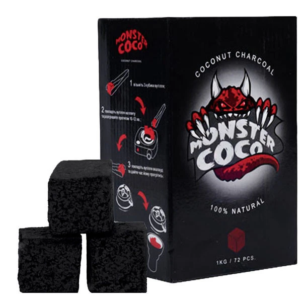 Вугілля кокосове Monster Coco 1кг 72кубика в упаковці